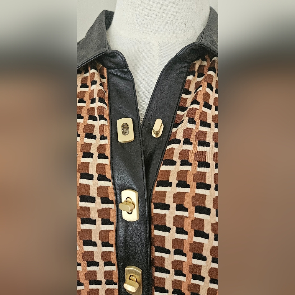 NWT J. McLaughlin Falcon Sheath Dress: Tan Brown Black Printed: Size- Medium‎